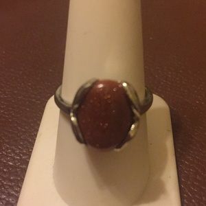 Adorable Glittering brown gold Stone silver Ring